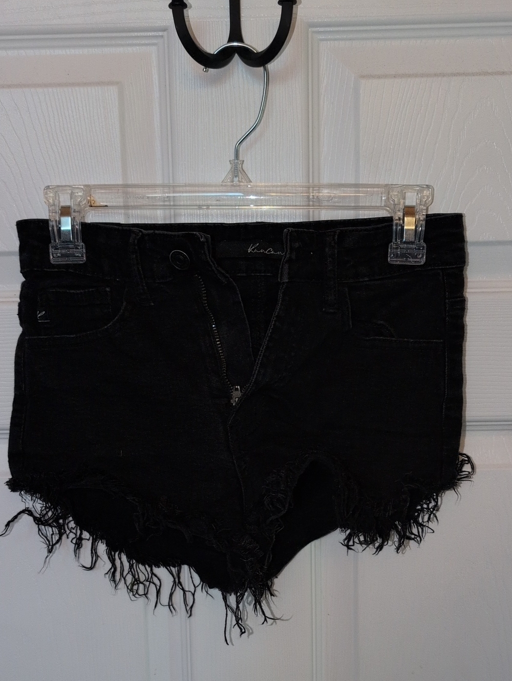 KanCan Black Distressed Frayed Hem Jean Shorts